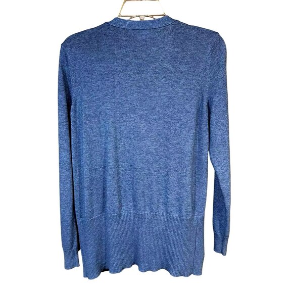 Laura Scott Cornflower Blue Open Front Cardigan Soft Knit Cozy Preppy M - Picture 2 of 5